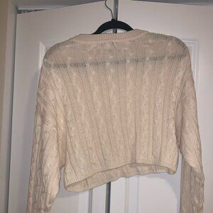 Cropped Cable Knit Sweater